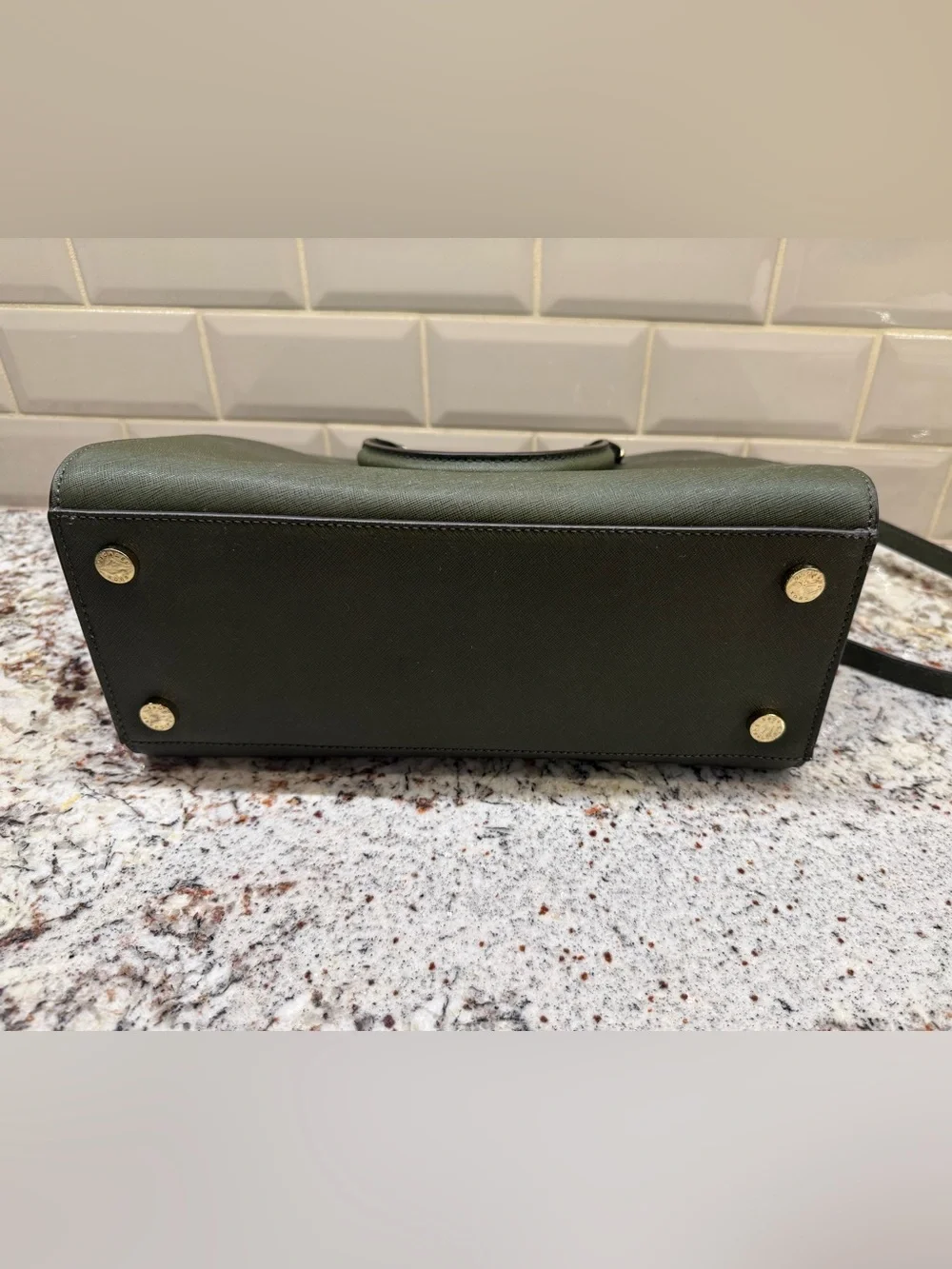 Michael Kors Dark Olive Saffiano Satchel with Shoulder Strap